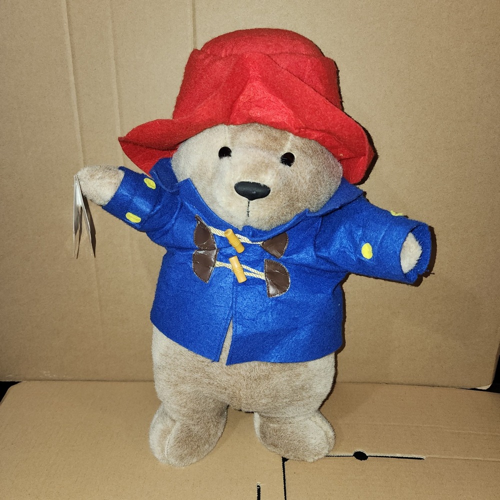 Yottoy Paddington Bear Plush 2014 Blue Duffle Coat Red Hat Marmalade Jar 10 Inch